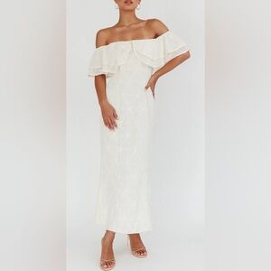 White on/off shoulder dress
